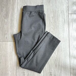 Calvin Klein Pull on Work Pants Gingham Black Gray Elastic Waist Career Office 6